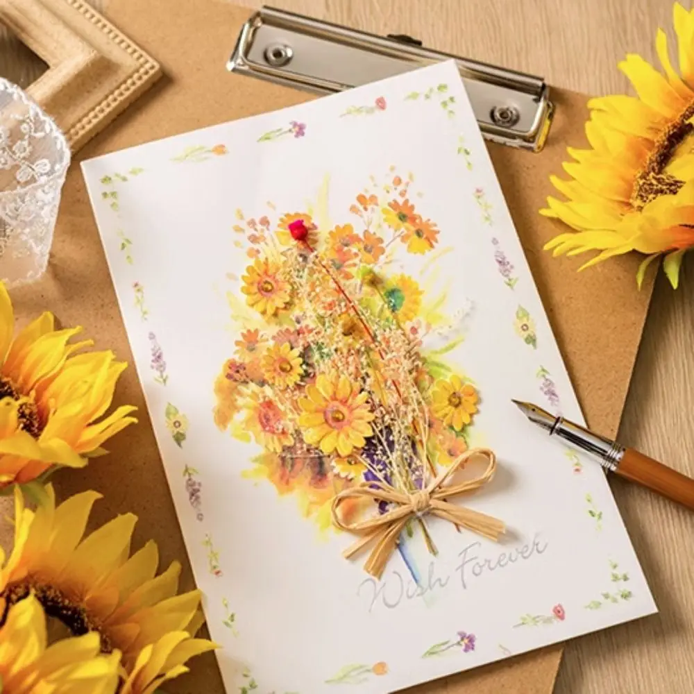 3D Dried Flower Greeting Card Envelopes Mother's Day Greeting Card Thank You Letter Invitation Business Exquisite