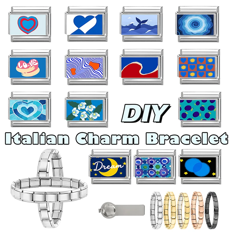 Italian Stainless Steel Link Charm Women Mens Bracelet