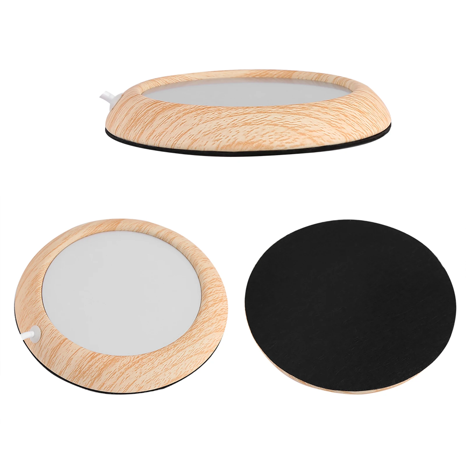 Elegant Wood Grain USB Heated Beverage Mug Warmer Mat
