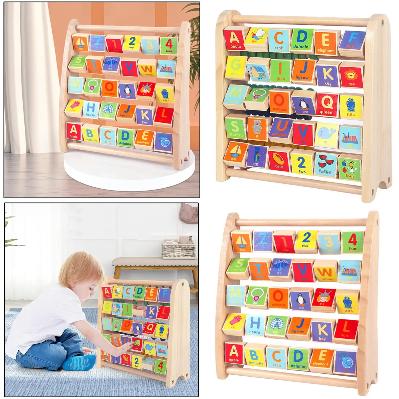 

Abacus Wooden Counting Frame Intellectual Development Educational for Boys