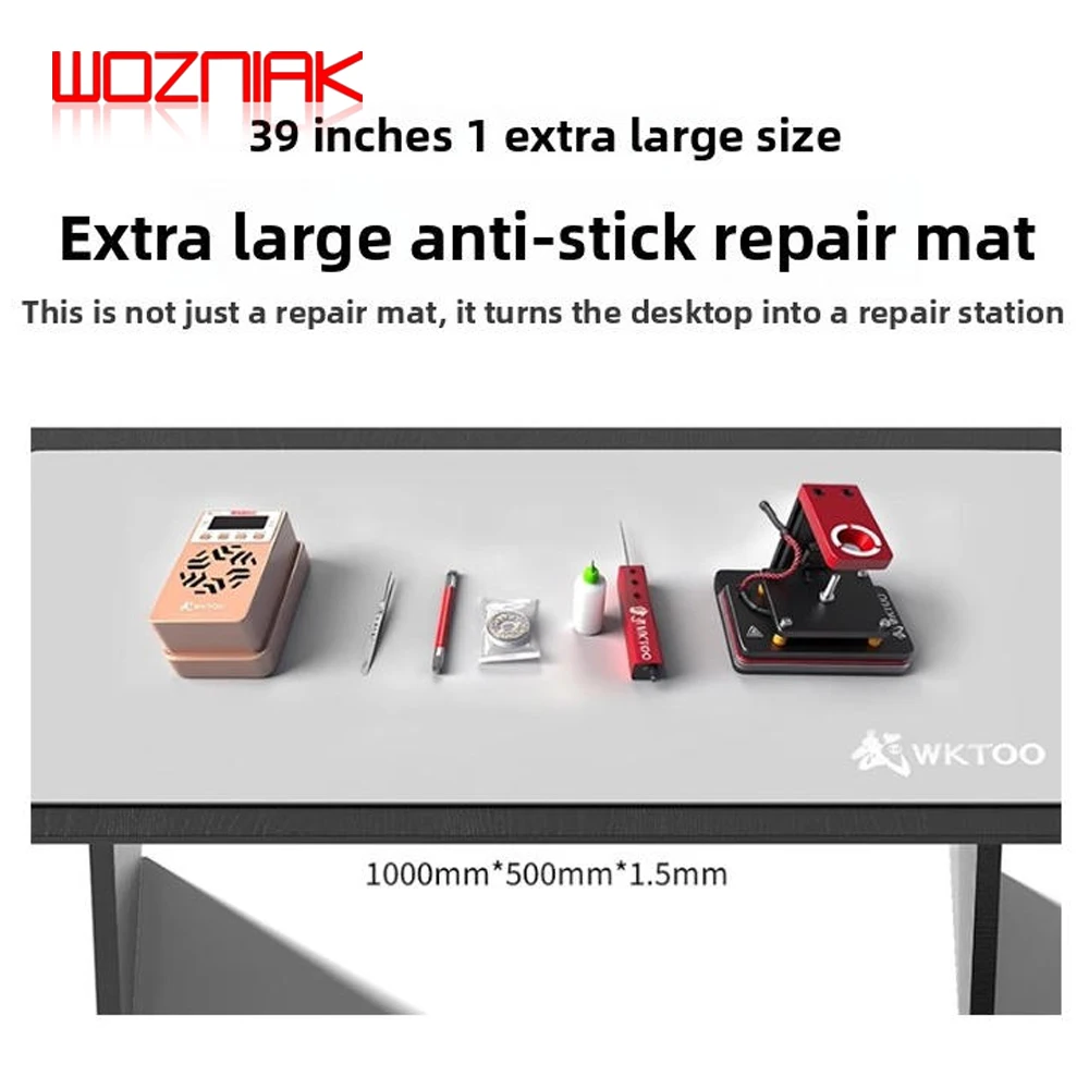 WKTOO 1000MM x 500MM 초대형 정전기 방지 및 단열 패드 내열 테이블 매트 수리 작업용 논스틱 패드