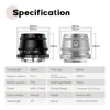 TTArtisan 35mm F1.4 APS-C Prime Lens for Sony E Mount Fujifilm XF Canon M Leica L Nikon Z Panasonic Olympus M43 Camera Lens 4