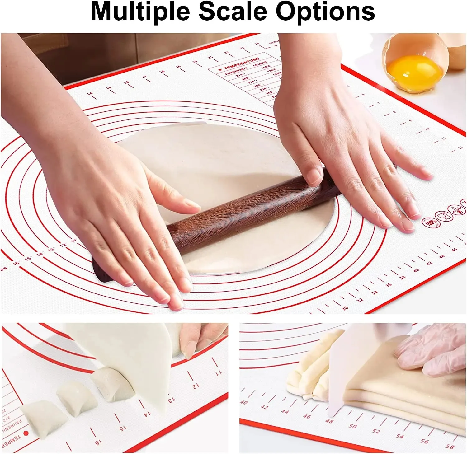 Tappetino in silicone per pasticceria | tappetino antiscivolo in silicone | tappetino per piano di lavoro multiuso da cucina, fogli di biscotti, forno