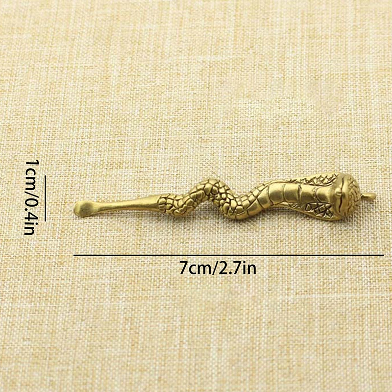 Retro Brass Ear Spoon Keychains Pendant Snake Ear Digging Tool Brass Key Ring Pendant Ear Pick Tool Reusable Ear Cleaner 6