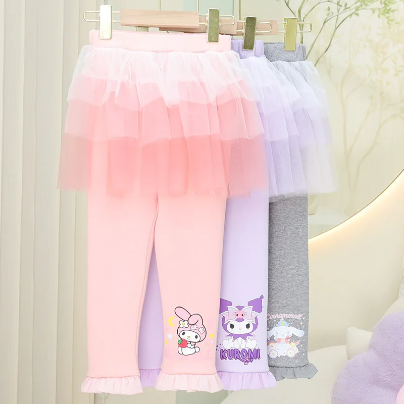 

Cinnamoroll Culotte Sanrio My Melody Kuromi Cute Cartoon Princess Trousers Kawaii Anime Child Velvet Stretch Skirt Pants Gifts