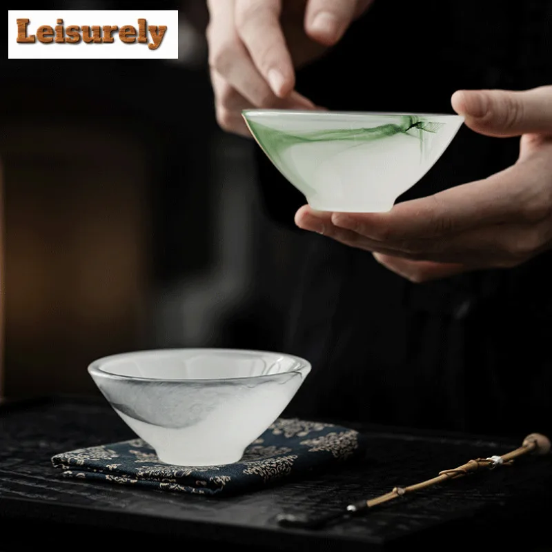 White Jade Glass Master Cup Red Agate Glaze Tea Pitcher Personal Tea Bowl Tea Infusers Holder Set Mugs Household Kung Fu Teaset