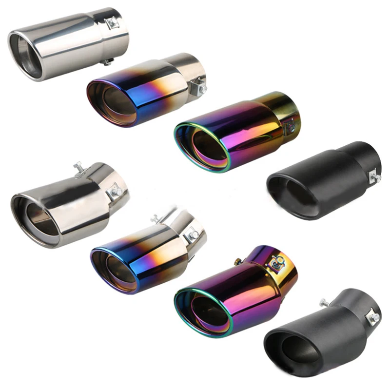 Tail Muffler Tip Pipe Universal Car Exhaust Muffler Tip Round Stainless Steel Car Tail Rear Chrome Round Exhaust Pipe