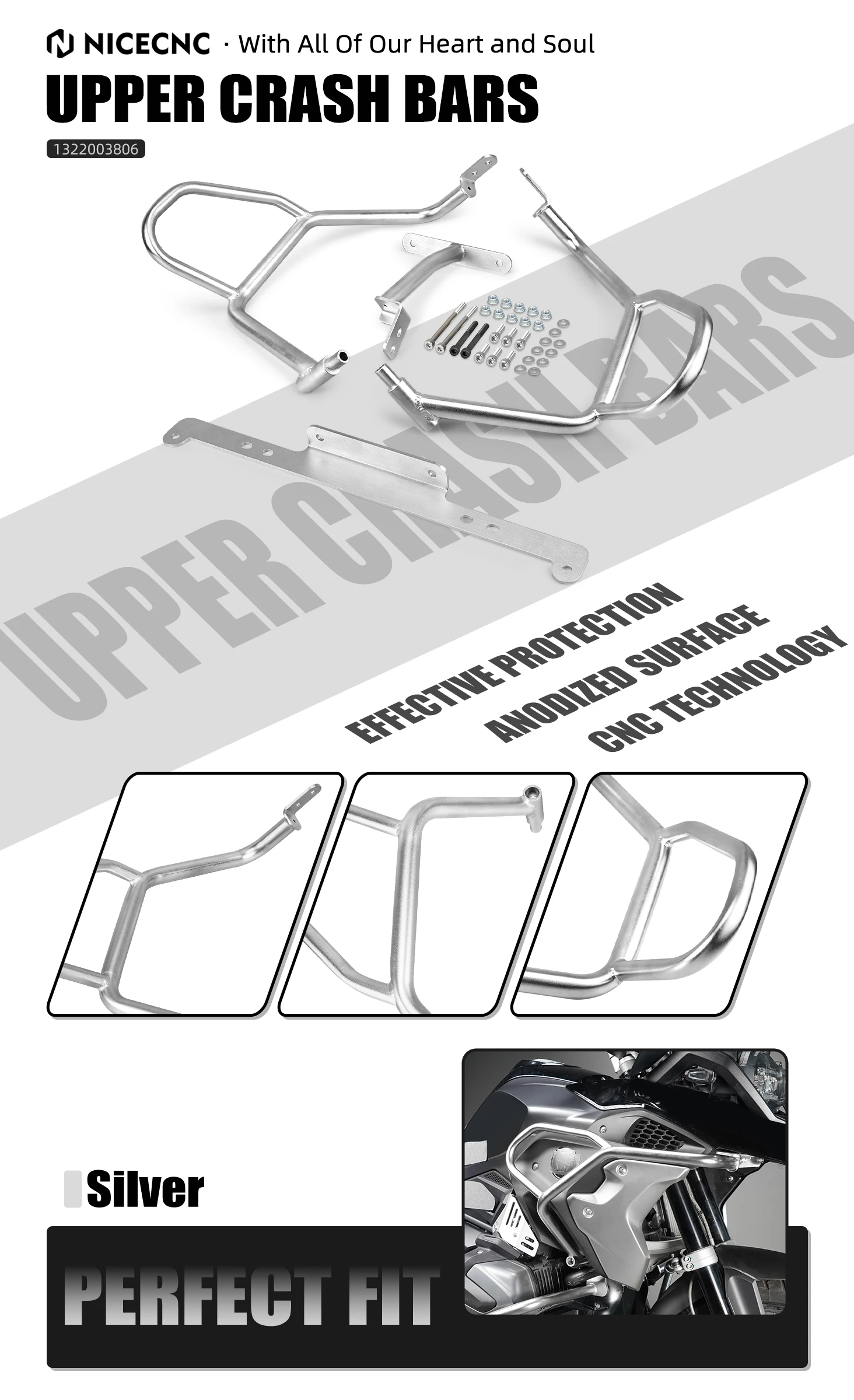 Für BMW R1250GS R1250 GS 2019 2020 2021 2022 2023 2024 Motorschutz Obere untere Sturzbügel Stoßstangenschutz R 1250GS 2019–2024 – Detail 1