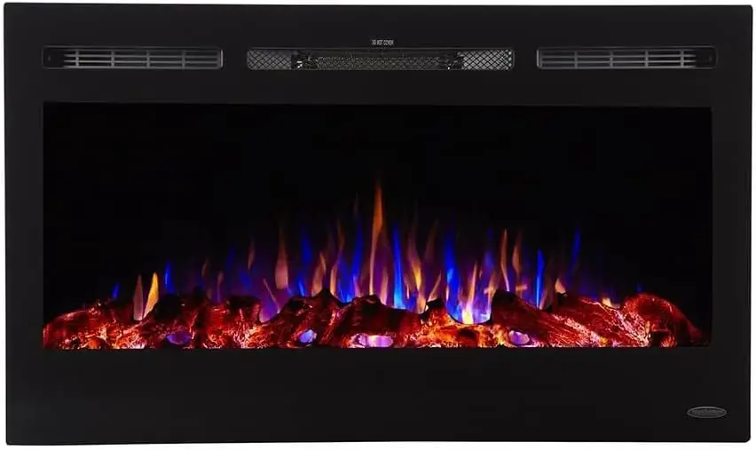 

Touchstone Smart Electric Fireplace-The Sideline 36 Inch Wide-in Wall Recessed-30 Realistic Ember Color/Flame Options-1500W