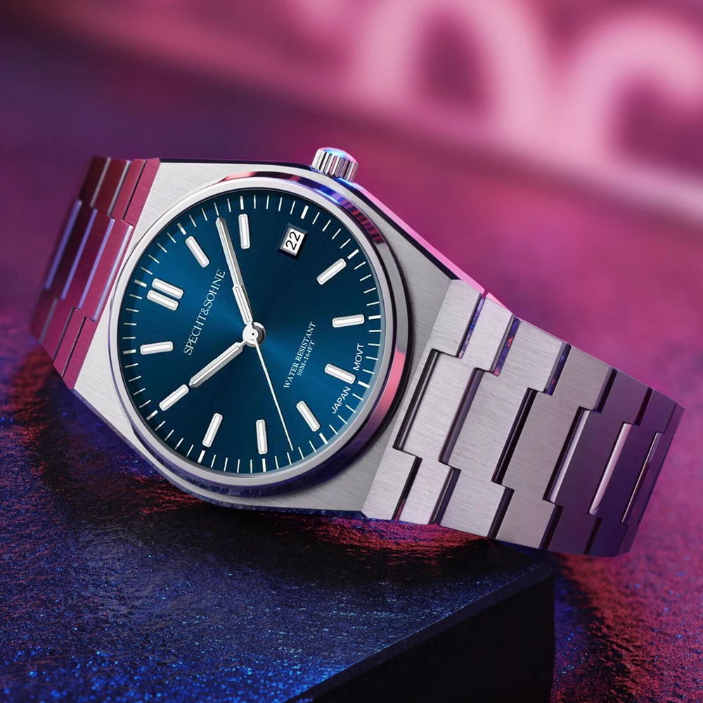 2023 New Specht&Sohne Luxury Quartz Watch For Men PVD Gold Stainless Steel Sapphire Crystal 50M Waterproof Sports Watch 37MM