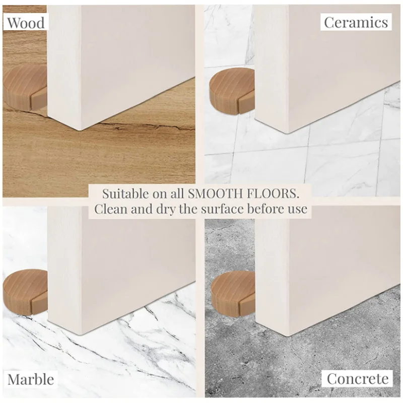 Door Stopper Wood Cylindrical Floor Mount Door Stop Bumper Non-magnetic Holder Catch Double-sided Adhesive Sheets Punch Free silicone door stopper,door stopper bumpers,door stopper,silicone rubber bumpers