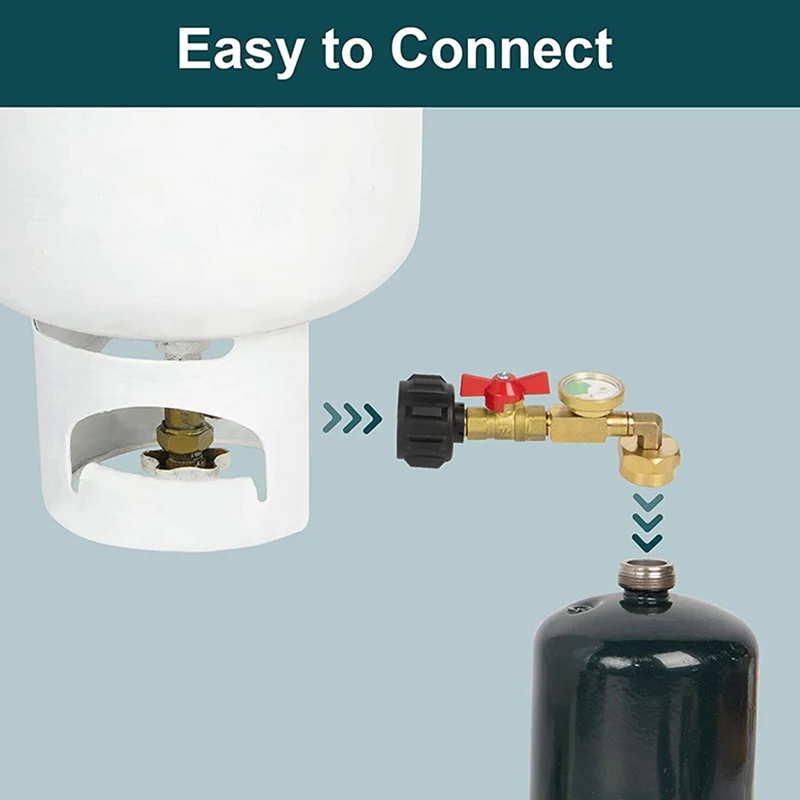 Propano Enchimento Conector Glow-in-the-dark Medidor com Válvula de Esfera Gás Tanque de Gás Conector Recarga Adaptador Qcc 1pc