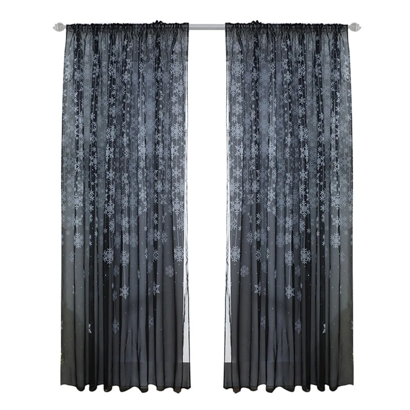 

Sheer Curtains for Living Room Snowflake Sheer Drapes 200/270cm Length Light Filtering Voile Window Curtain for Bedroom 1 Panel