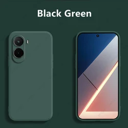 Original Liquid Silicone Phone Case with Back Cover for POCO M7 4G (Black green)