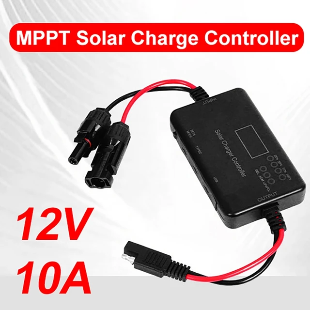 Contrôleur de charge solaire MPPT 10A 12V, contrôleur de panneau solaire avec entrée Type-C, sortie USB pour batterie Lifepo 1