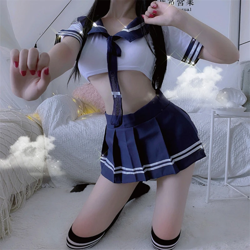 Women lingerie women lingerie set women cosplay costume Women Sexy Cosplay Lingerie Student Uniform anime School Girl Erotic Costume Dress Women Miniskirt Outfit Short Top