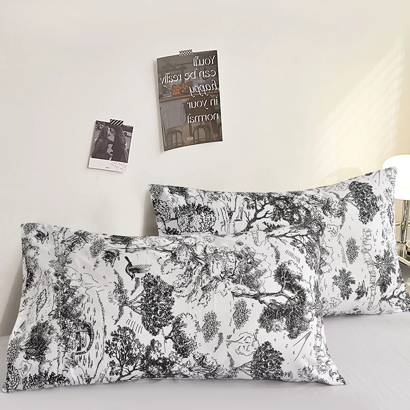 Printed Pillow Cover 2pcs Pillowcase 48x74cm Pillow Sham for Home Bed Pillowslip Rectangle Cushion Cover funda almohada 4