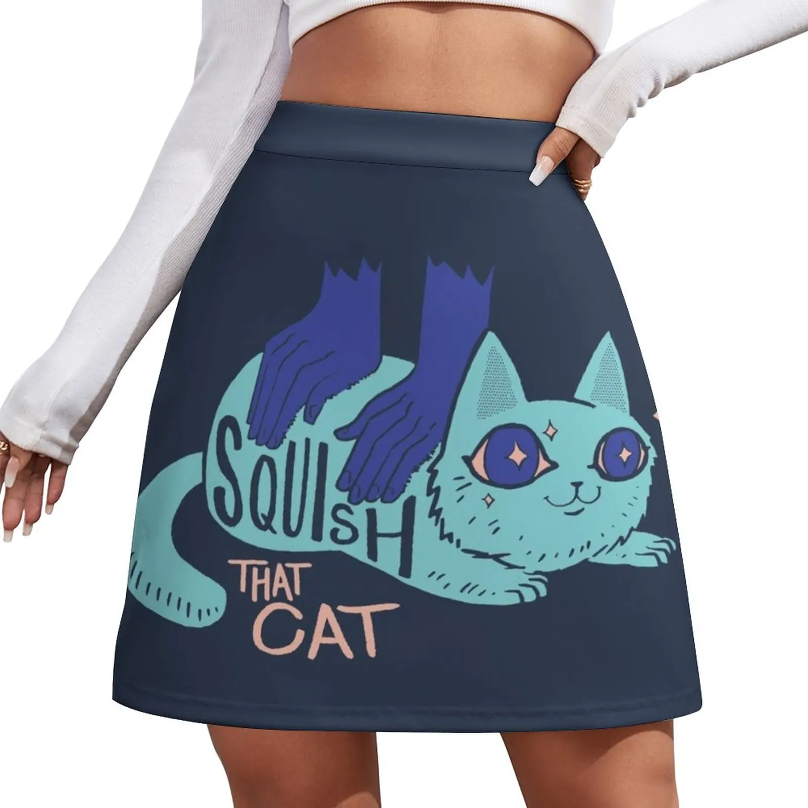 Squish that Cat! Mini Skirt skirt for woman korean style clothes