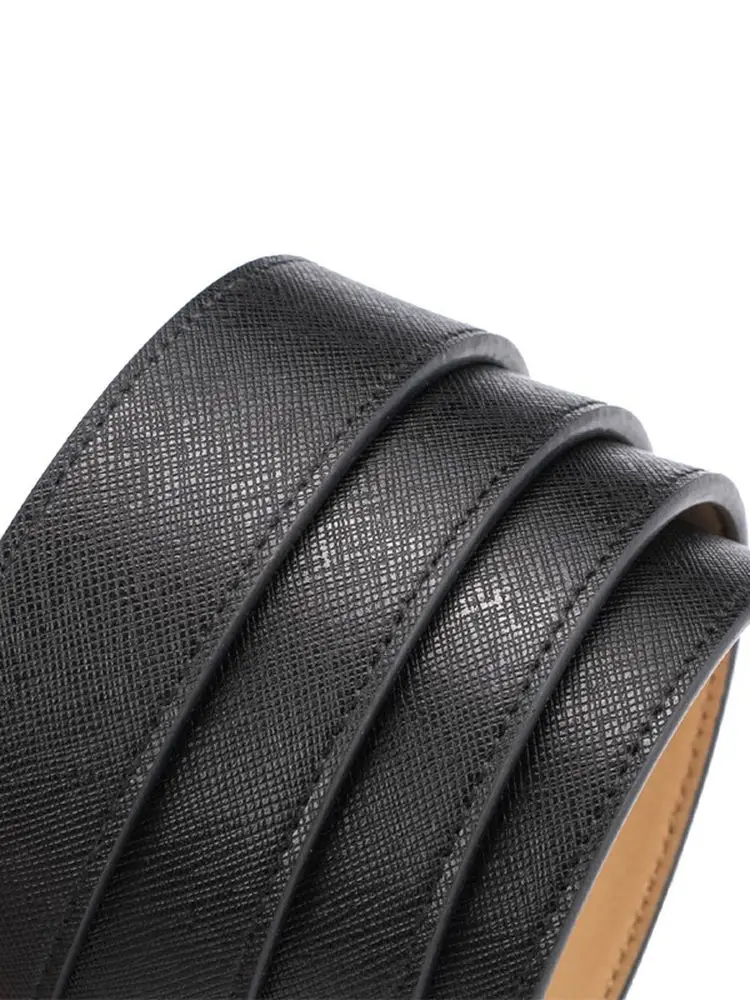 Genuine Leather Belt for Men No Head No Buckle Casual Sporty Business Style Handcrafted Smooth Buckle Leather Waist Belt - 3