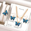 elegant Blue Five Piece Round Head Watch Quartz Watch Blue Love Alloy Accessory Set Women's Watch Accessory Set 5