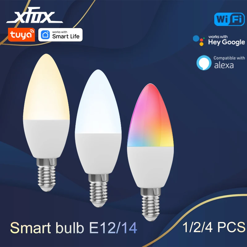 TuyaWiFiLEDLightBulbsSmartLampRGB5W120220VSmartE12E14Bulb