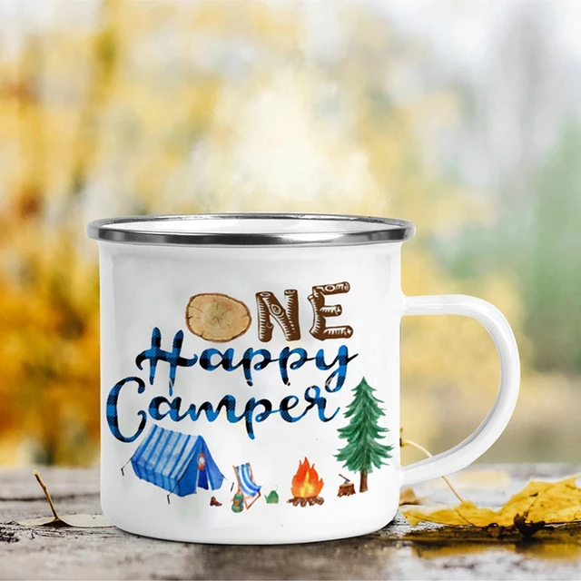 Adventure Awaits Camping Mugs Happy Campers Campfire Cup Enamel