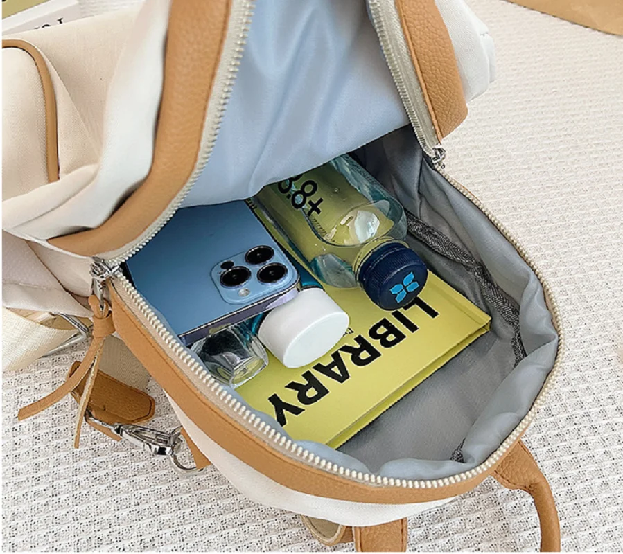 New Women Fashion Korean High Quality Nylon Backpack Casual Lovely Girls School Bag Double Zipper Shoulder Bags Crossbody Bag