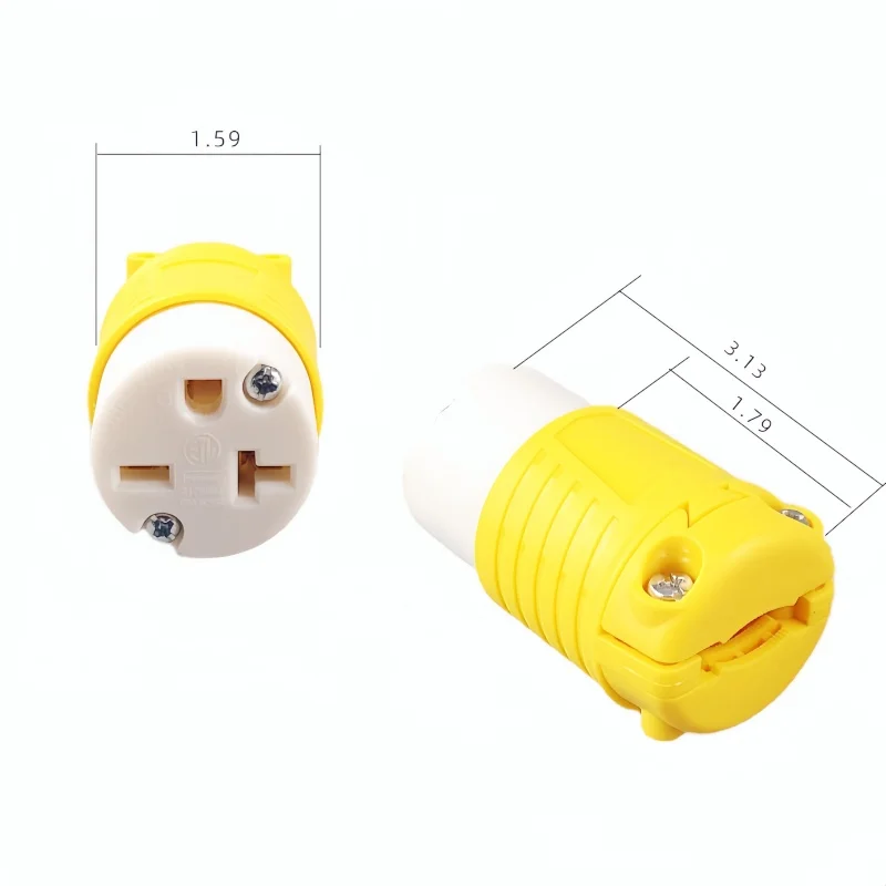 Electrical Wire End Female Plug Replacement NEMA 6-20R 20A 250V for Indoor Use ETL Certification