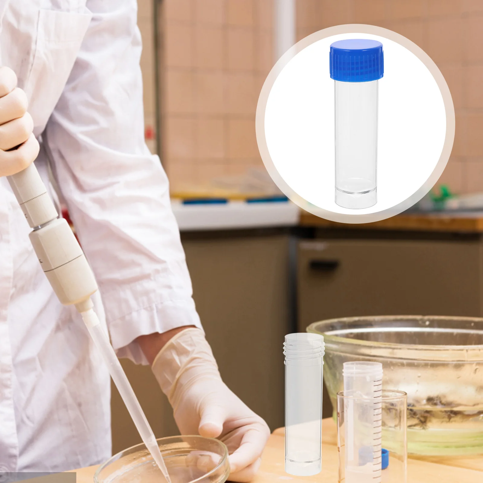 

10 PCS Practical Plastic Specimen Cup Urine Container 25-30ml without Label Laboratory Medical Use
