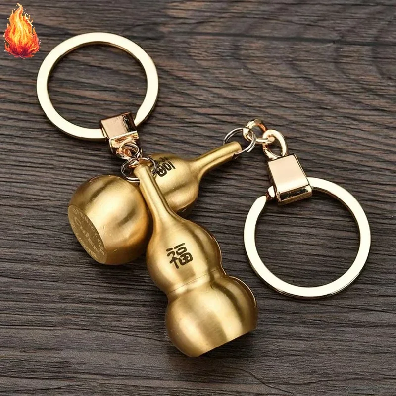 CHIEF Pure Copper Gourd Keychain Pendant Kerosene Lighter Personality Vintage Grinding Wheel Retro Portable Cigarette Lighter