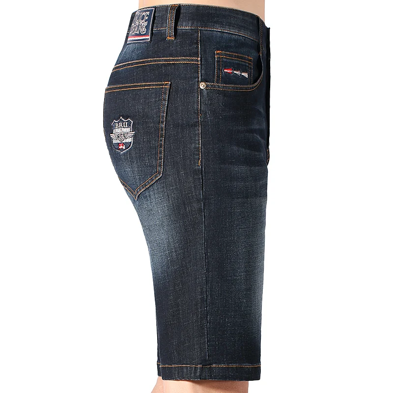 New Summer Mid Waist Jeans Shorts For Men Thin Stretch Straight Cotton Men's Shorts Fashion Knee Lenght Denim Short Big Size 40