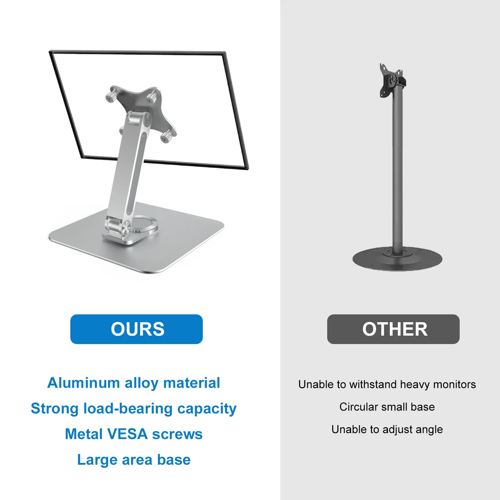 Monitor Stand Support Aluminum Alloy Desktop 360 VESA 75x75mm Suitable thumbnail 10
