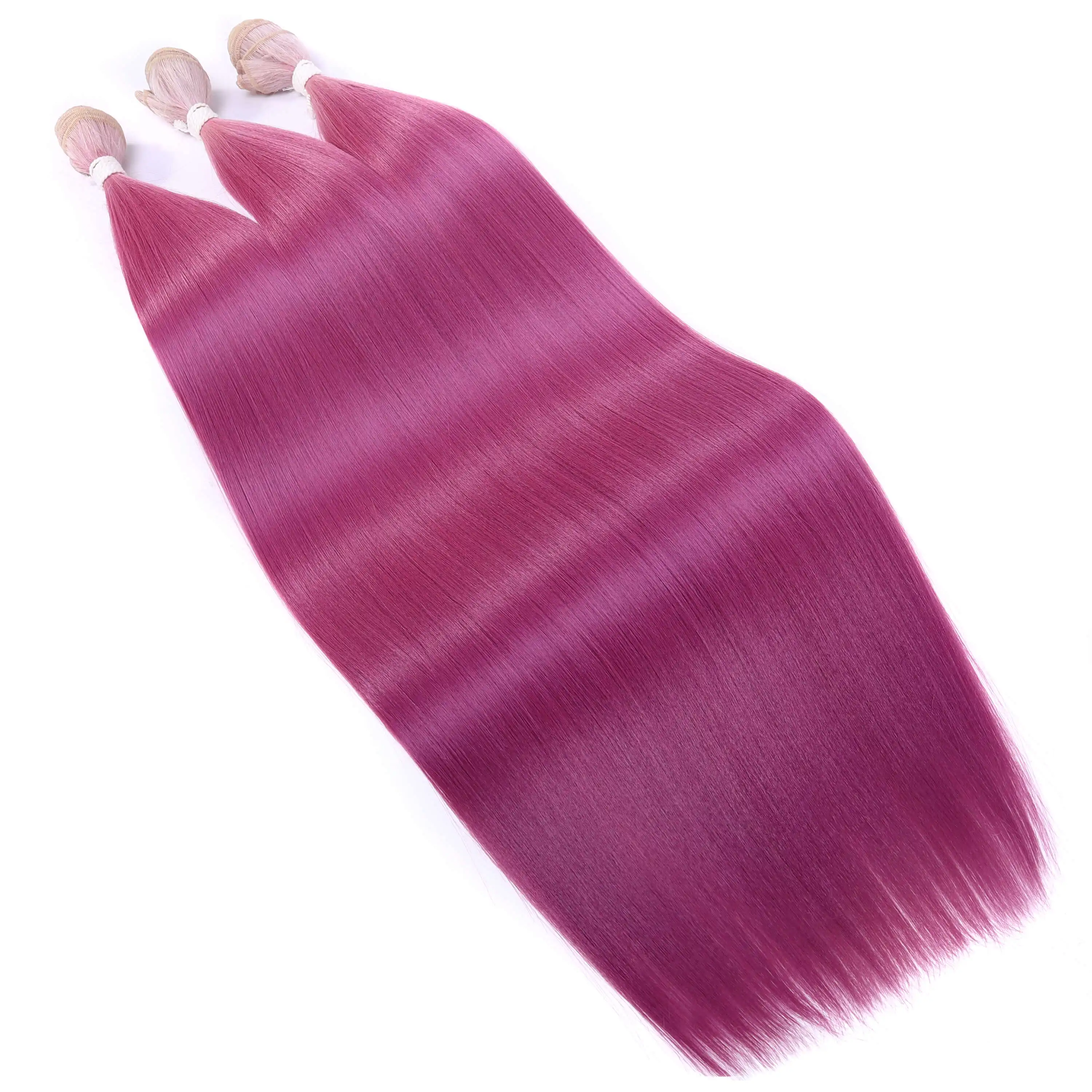 thumbnail image 1 of Paquete de cabello lacio, extensión de cabello sintético súper largo, tejido de cabello lacio Yaki falso, color naranja, de punta a punta YunRong, 1 of 5