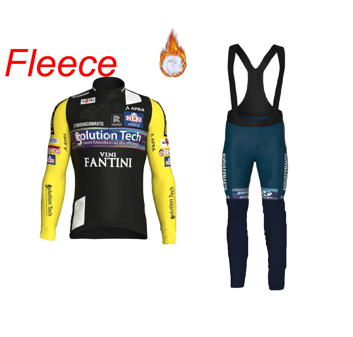 WINTER FLEECE THERMAL Solution Tech Vini Fantini TEAM Cycling Jersey Long Sleeve Clothing With Bib PANTS Ropa Ciclismo