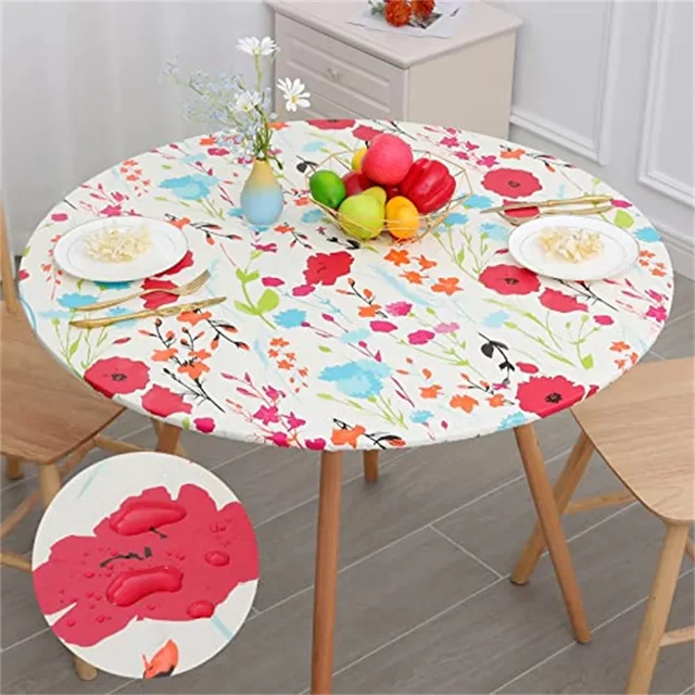 Kitinjoy – nappe rectangulaire ajustée à dos en flanelle, imperméable, essuyable, décoration de fête, couverture de Table à manger pour le Camping 6
