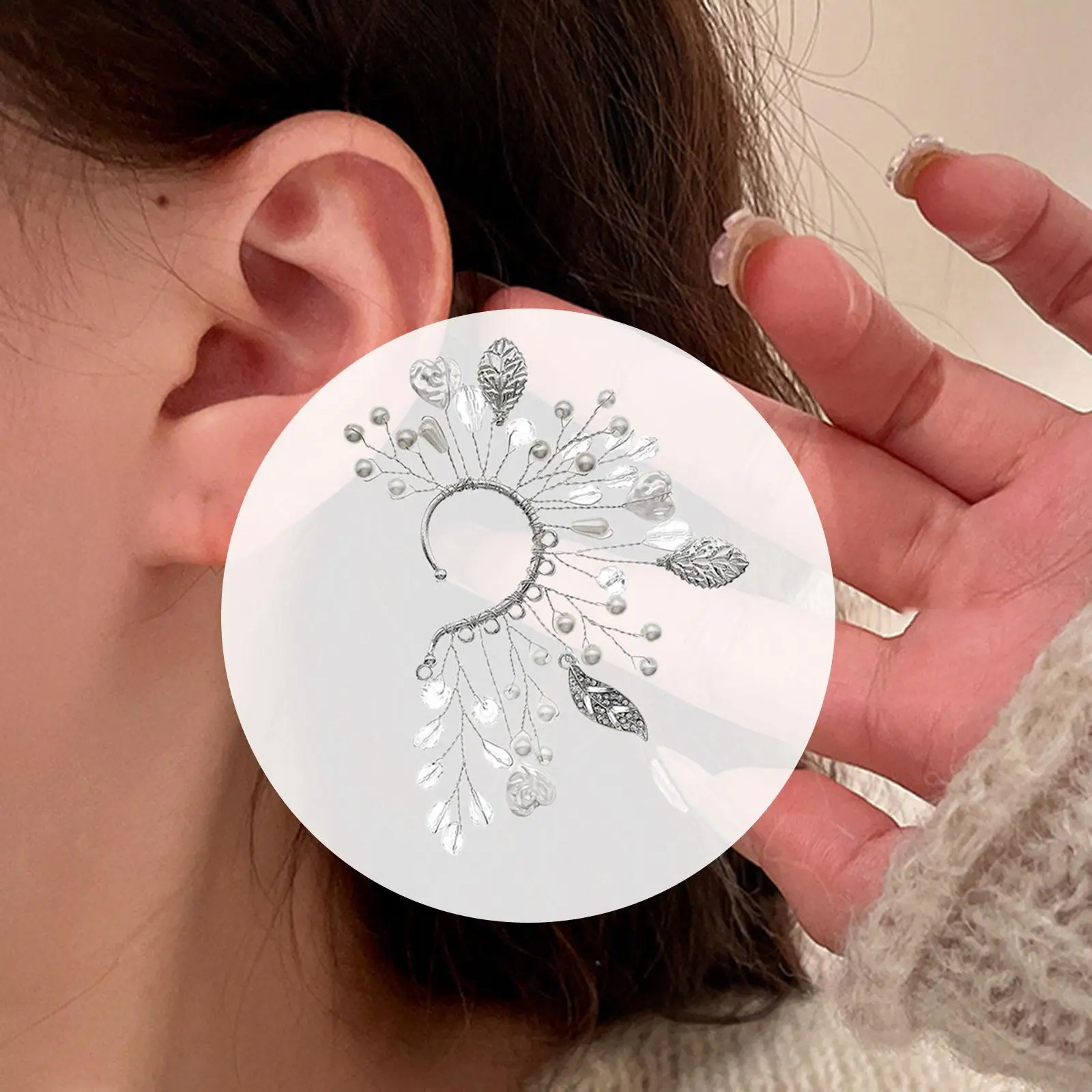 Ear Cuff Elegant Trendy Bridesmaid Accessories Forest Style Gift Clip on Earring for Wedding Anniversary Party Dating Prom