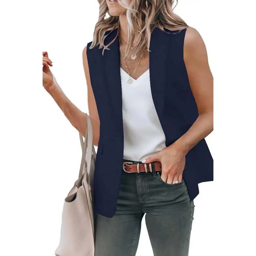 

Single Button Waistcoat Fake Flap Pockets Vest Coat Slim Fit Suit Vest with Lapel Fake Flap Pockets Single Button for Summer