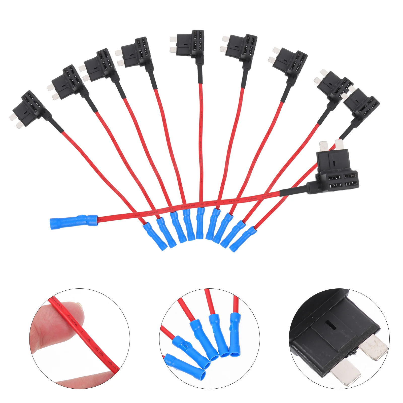 10 Pcs Electric Take-off Point Line The Switch Fuse Holders Tap Adapter Car Circuit Kit Hard Wire Kit For Dash Cam