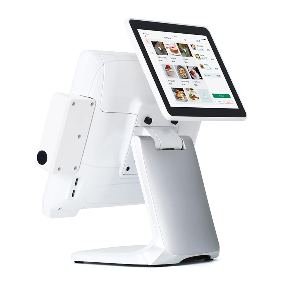 15인치 윈도우 10 트루 플랫 터치스크린 POS 단말기, NFC 카드 리더기가 있는 POS 시스템, 슈퍼마켓용 판매 시점 관리 시스템