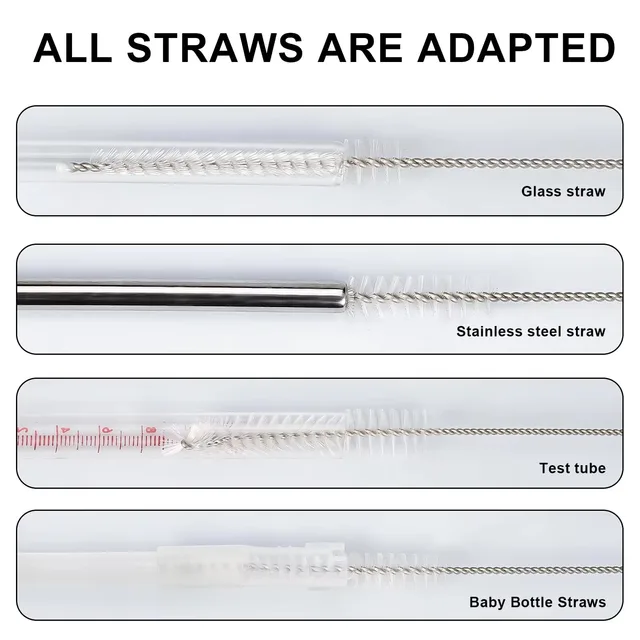 Brosse de nettoyage de bouteilles en paille, 10 pièces, brosse de cuisine en acier inoxydable, aspiration de cheveux doux, Tube de verre, brosses de nettoyage longues pour tuyaux en acier 4