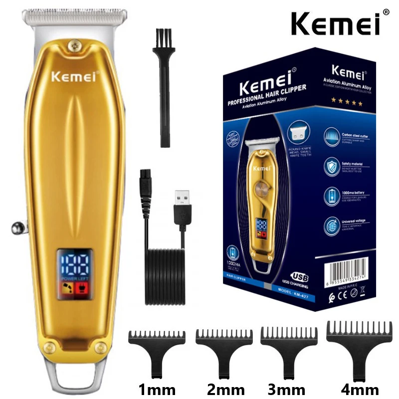 

Kemei Professional Hair Trimmer Rechargeable Electric Mini Hair Clippers men Cordless Metal body Finishing Hair cutting machine