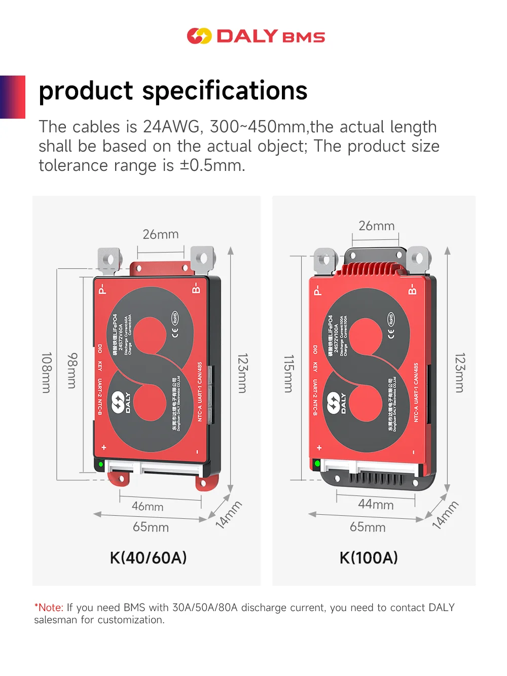 Daly BMS ktype 16S 48V LiFePo4 Smart BMS 3S 12V  8S 24V 36V Scooter40A 60A 100A Li-Ion Battery Energy Storage