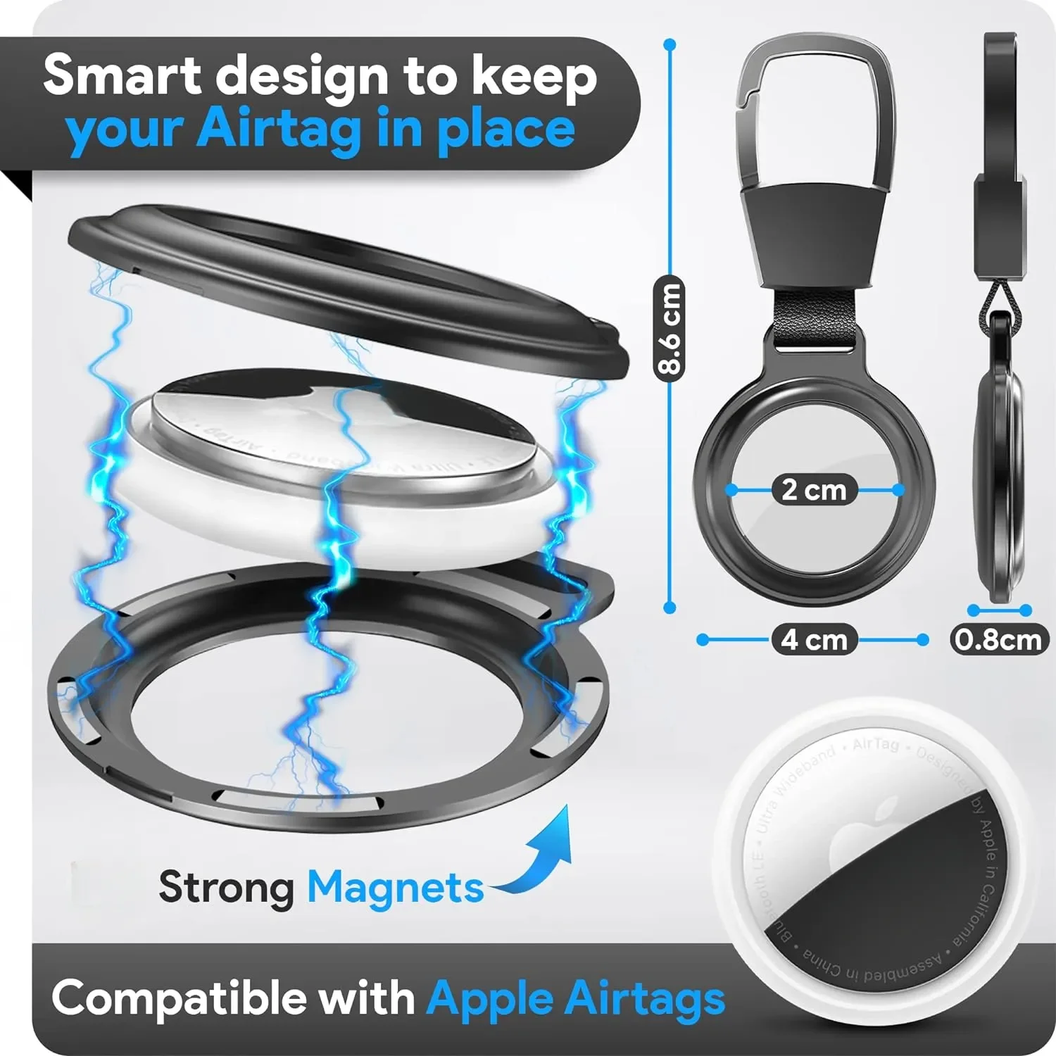 Sturdy Aluminum Alloy Keychain with Protective Cover and Carabiner Attachment