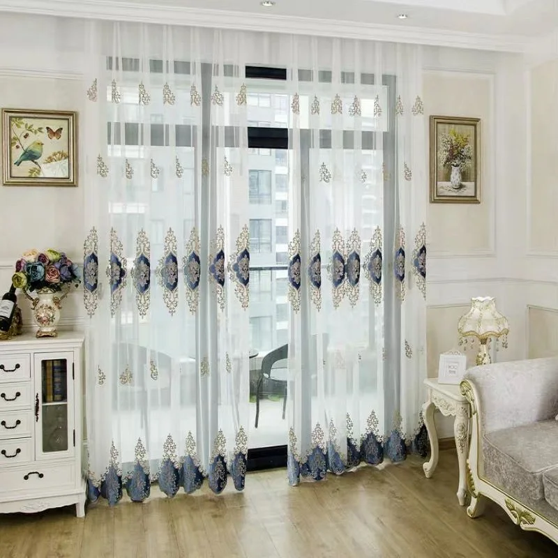 

European-style High-end Velvet Embroidered Embroidered Curtains Customized Light Luxury Curtains for Living Dining Room Bedroom