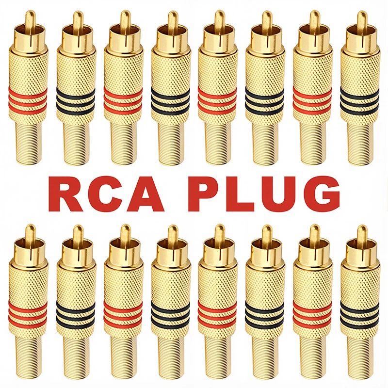 4/20PCS Gold Plated ขั้วต่อ RCA สีแดงโลหะสีดําฤดูใบไม้ผลิขั้วต่อ RCA ชายแจ็คปลั๊กปลั๊ก AV 1