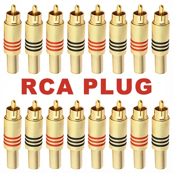 4/20PCS Gold Plated ขั้วต่อ RCA สีแดงโลหะสีดําฤดูใบไม้ผลิขั้วต่อ RCA ชายแจ็คปลั๊กปลั๊ก AV 1