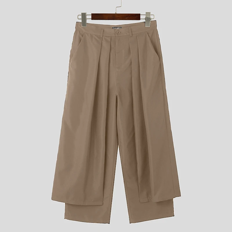 thumbnail image 1 of INCERUN 2024 Pantalones nuevos de estilo coreano para hombre, diseño plisado en capas, pantalones casuales, de moda, holgados, de pierna ancha, largos, S-5XL, 1 of 5