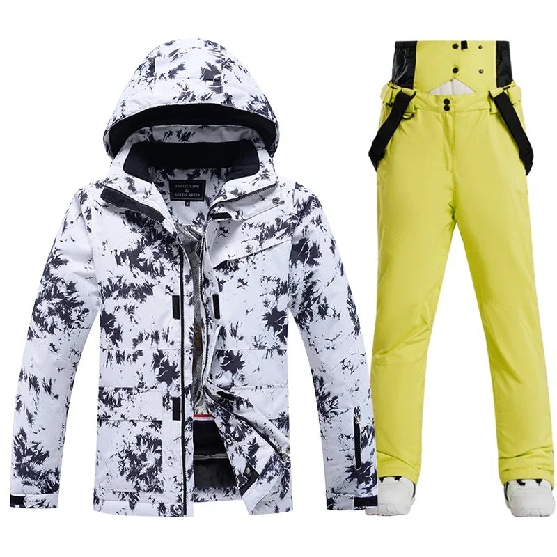 -30 Degree Ski Suit for Men Winter Windproof Waterproof Thick Warm Skiing Jacket and Snow Pants Set Outdoor Male Snowboard Wear