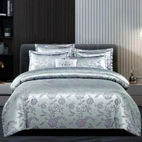 Literie Jacquard haut de gamme, ensembles de literie de luxe pour mariage européen, housse de couette Double en Satin américain 4