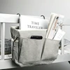 Bedhead hanging basket Cotton and linen fabric Bedside sofa hanging storage bag Bedside shelf Dormitory and apartment storage 1